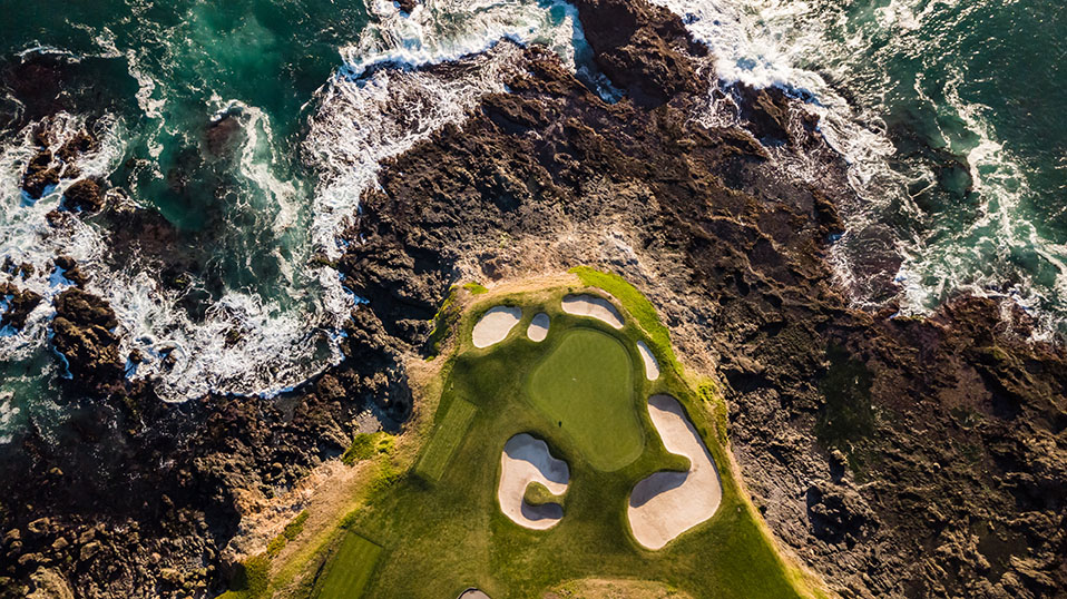 Drone view of the pebble beach golf course California